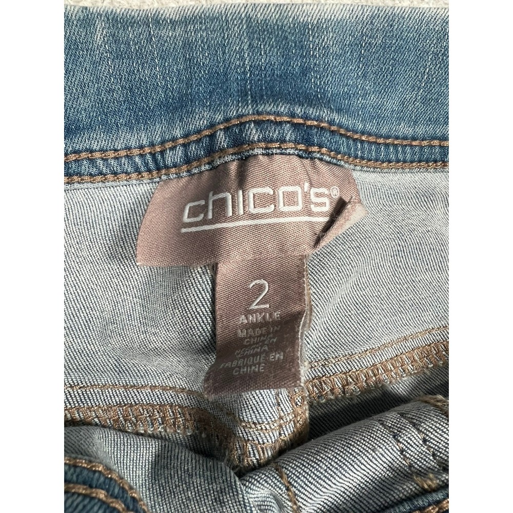 Chicos Medium Wash Blue Denim Pull On Ankle Pants Slim Comfort Stretch Size 2 - Picture 6 of 11